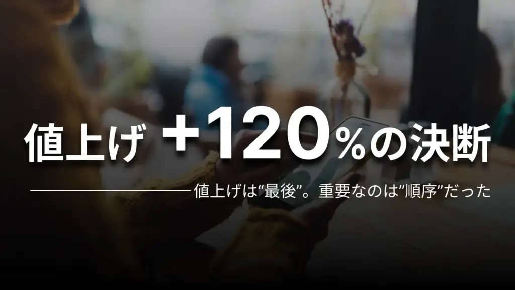 値上げ+120%の決断 値上げは"最後"。重要なのは"順序"だった